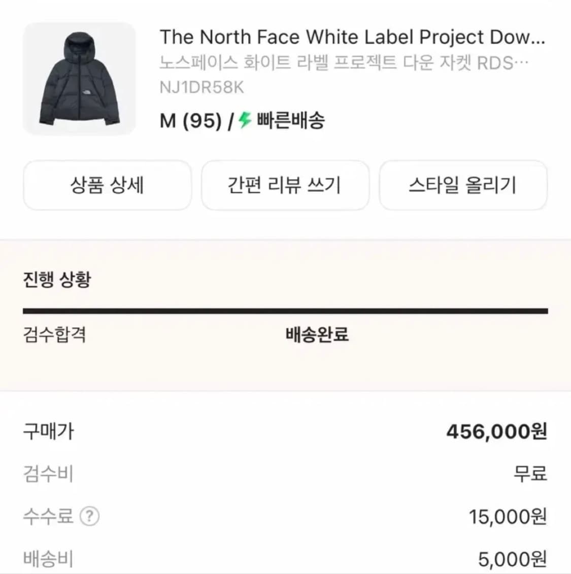 노스페이스 화이트라벨 프로젝트다운 더스크블루 M사이즈 상품이미지2