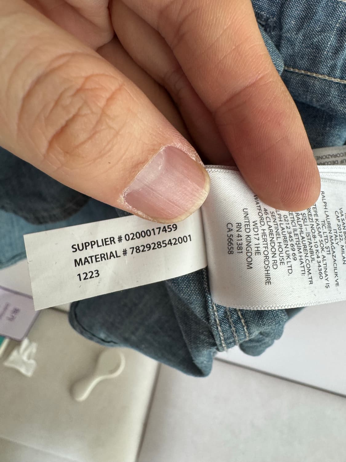 S 더블알엘 임브로이더 샴브레이 자수 셔츠 데님 프린팅 상품이미지8