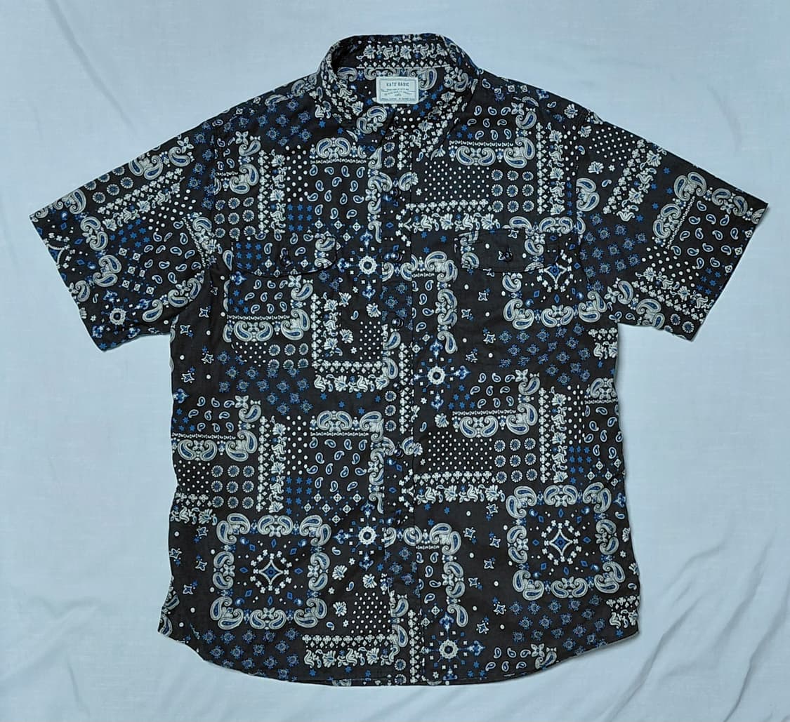 [M] KATO' BASIC 카토 베이직 반다나 패치워크 패턴 반팔 셔츠 상품이미지1