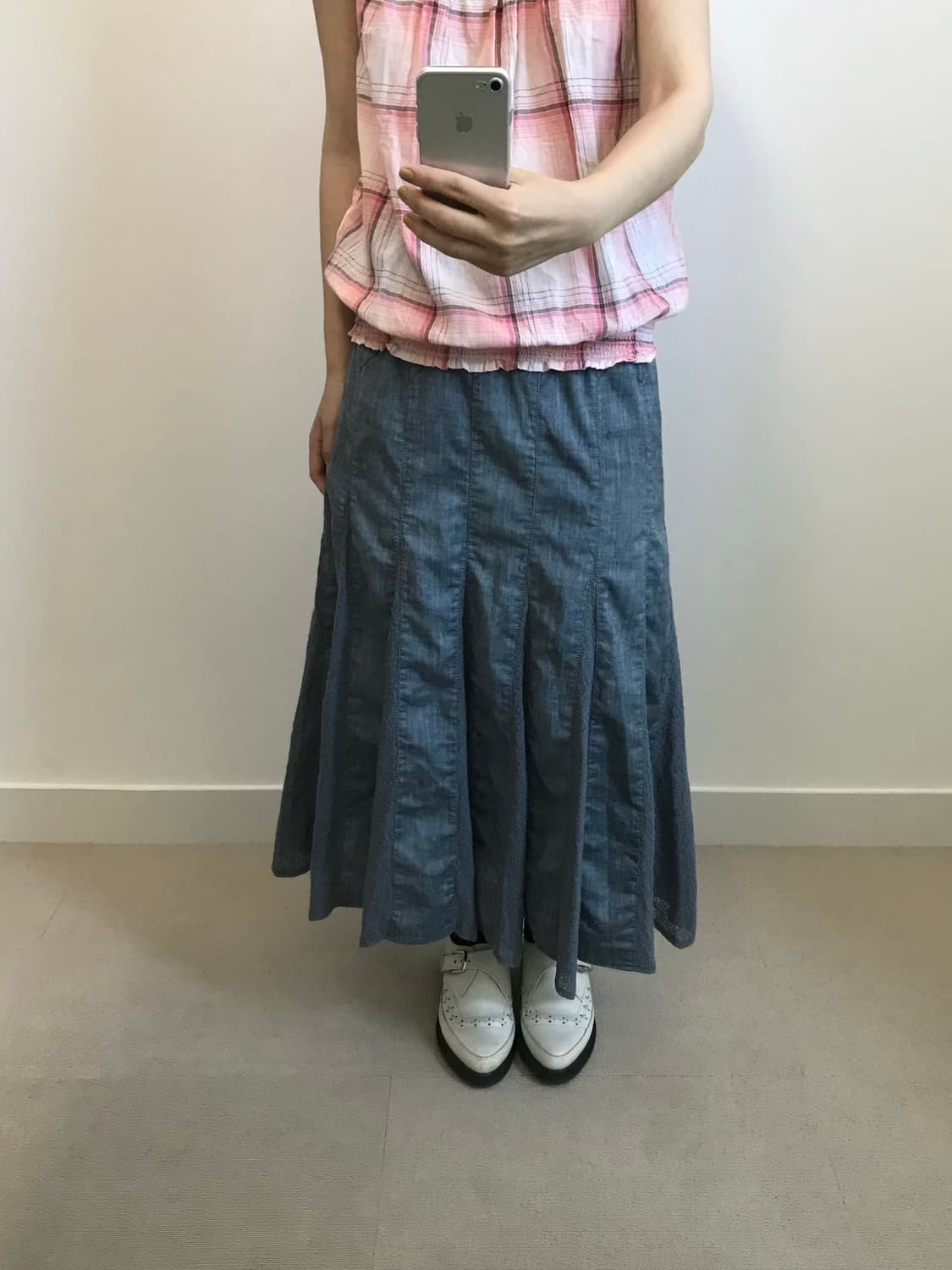 빈티지 린넨 레이스 롱스커트 상품이미지1