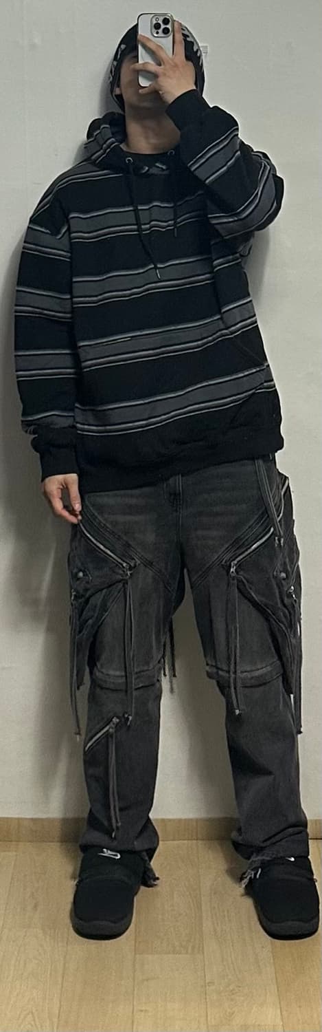 예스아이씨 네트 스트라이프 후드티 상품이미지5