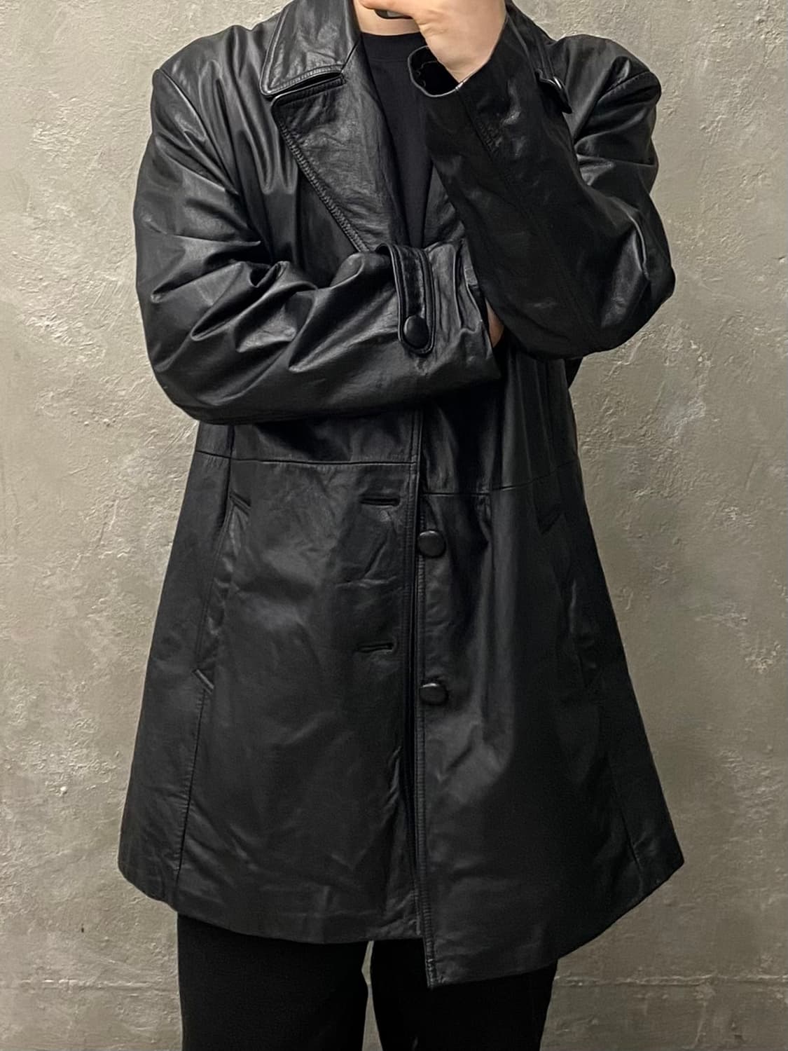 [XL] 90s Vintage 빈티지 소가죽 레더 코트 상품이미지8