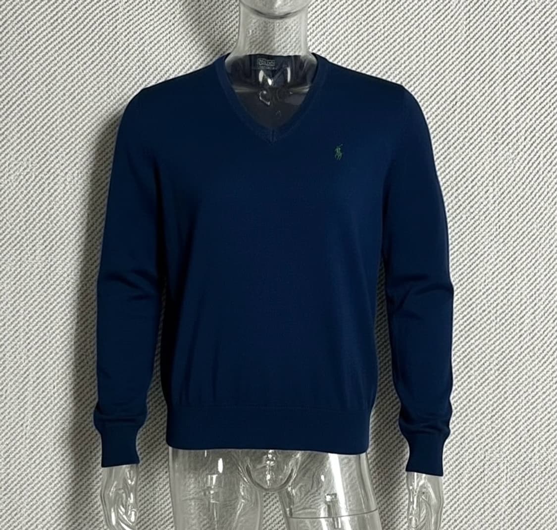 [L] Polo 폴로 랄프로렌 15% 캐시미어 네이비 브이넥 니트 상품이미지1