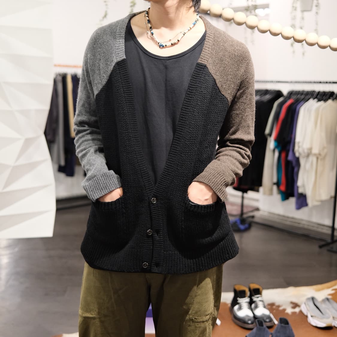 블레스 컬러블락 가디건 상품이미지5