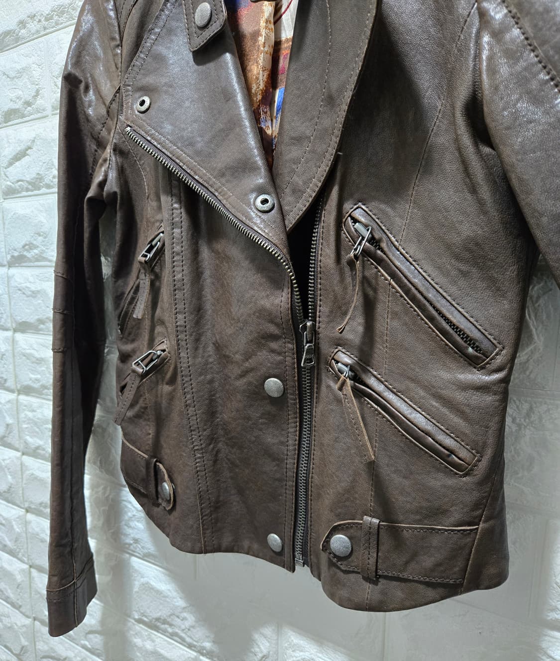 베네통 양가죽 라이더자켓 85~90 상품이미지6