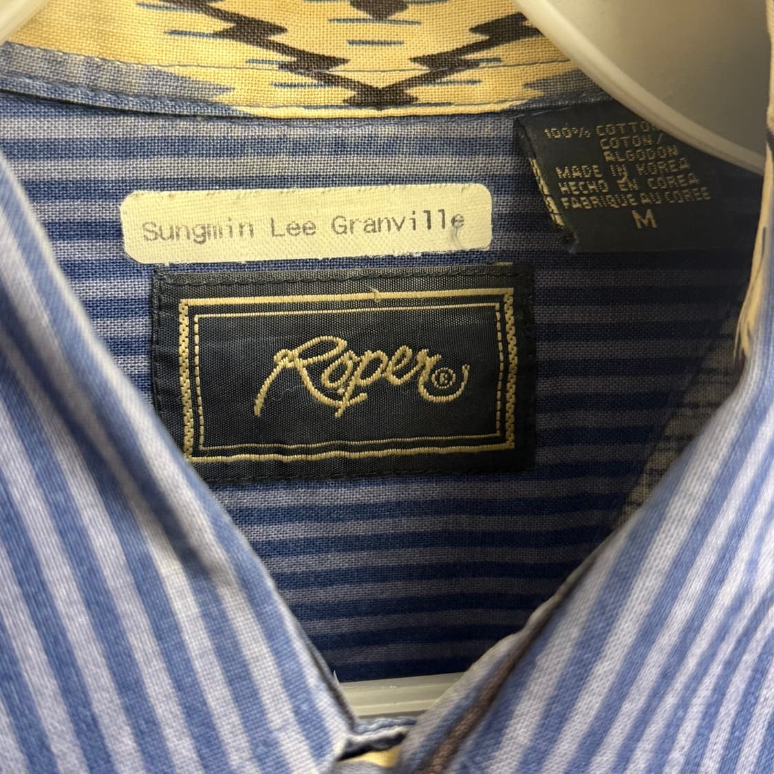 90S usa Roper 나바호 블루컬러 웨스턴 셔츠 M 상품이미지2
