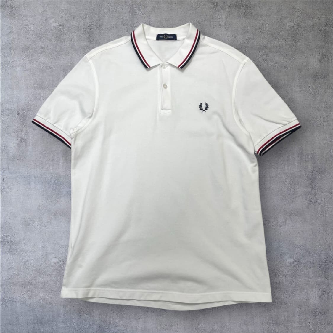 프레드페리 Fred perry 화이트 트윈팁 자수로고 반팔 카라티 L 상품이미지1