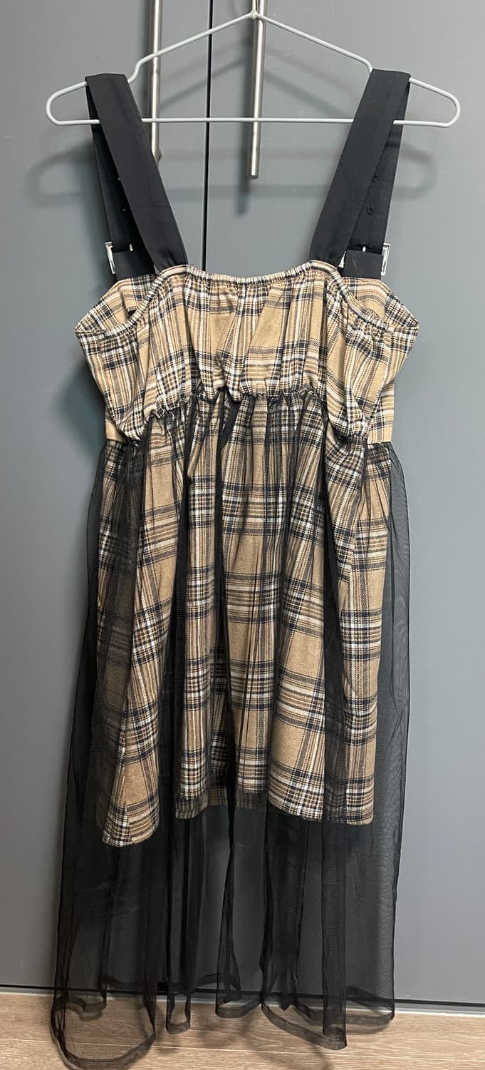 체크 베일 원피스 상품이미지3