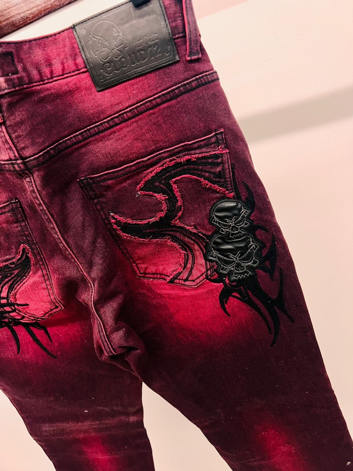 자주와인 스컬자수 데님진 상품이미지5