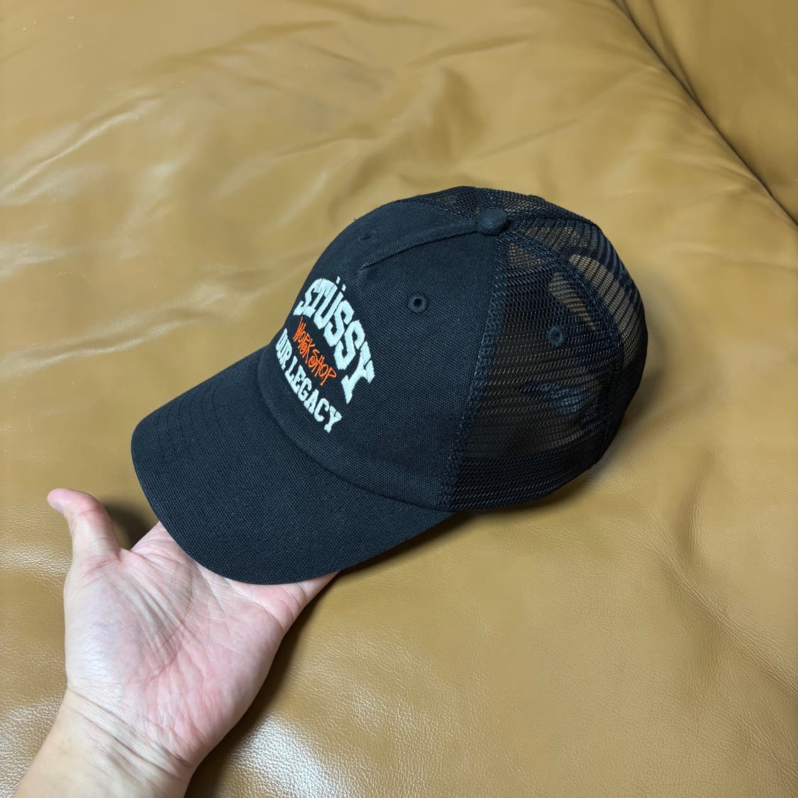 Stussy 스투시x아워레가시 스톤워시드 블랙 6패널 메쉬 볼캡 모자 상품이미지4
