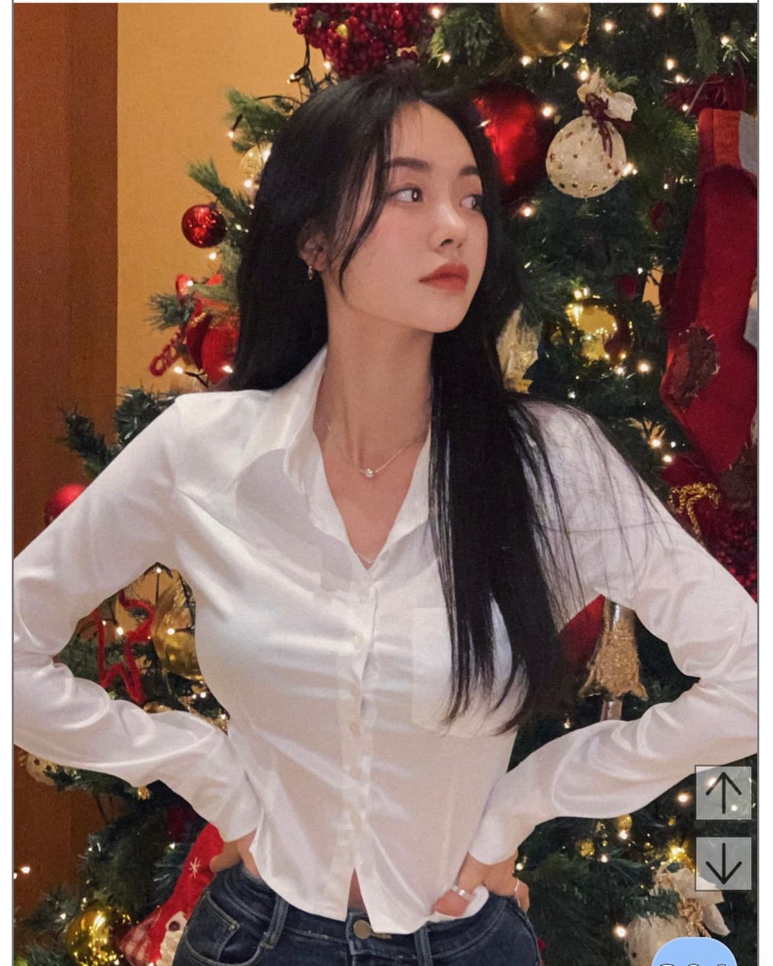 페일제이드 새틴 드레스 셔츠 화이트 상품이미지2