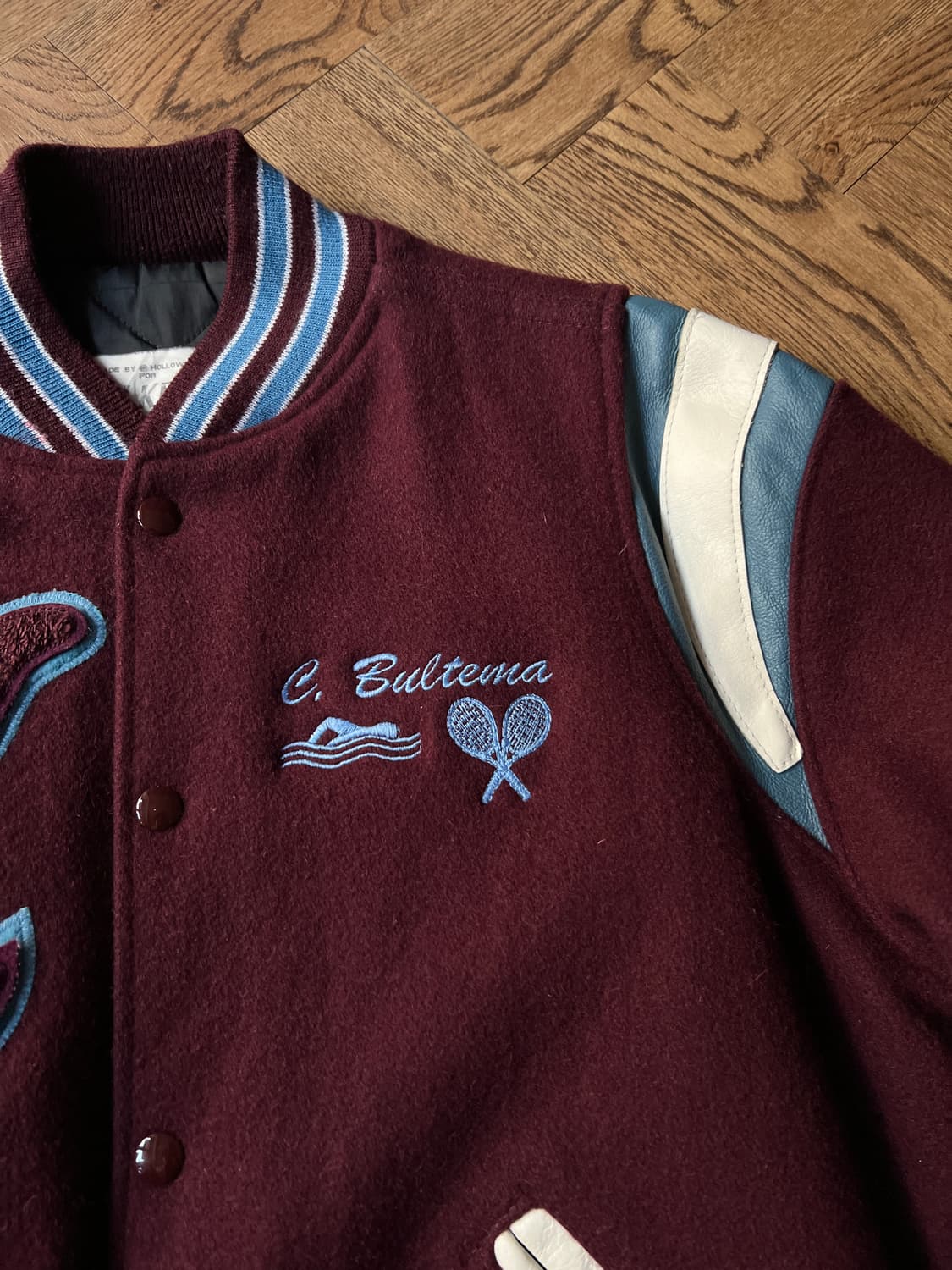 [M]00's USA 빈티지 KANKAKEE 버건디 울 바시티 자켓 상품이미지5