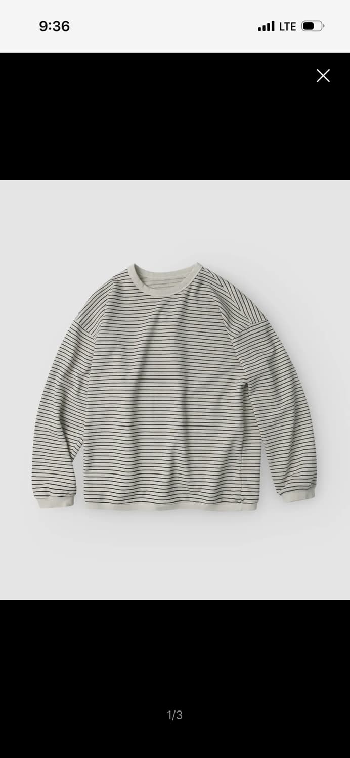 인더스트 피그다잉 이지 스트라이프 맨투맨티셔츠_아이보리 M 상품이미지1