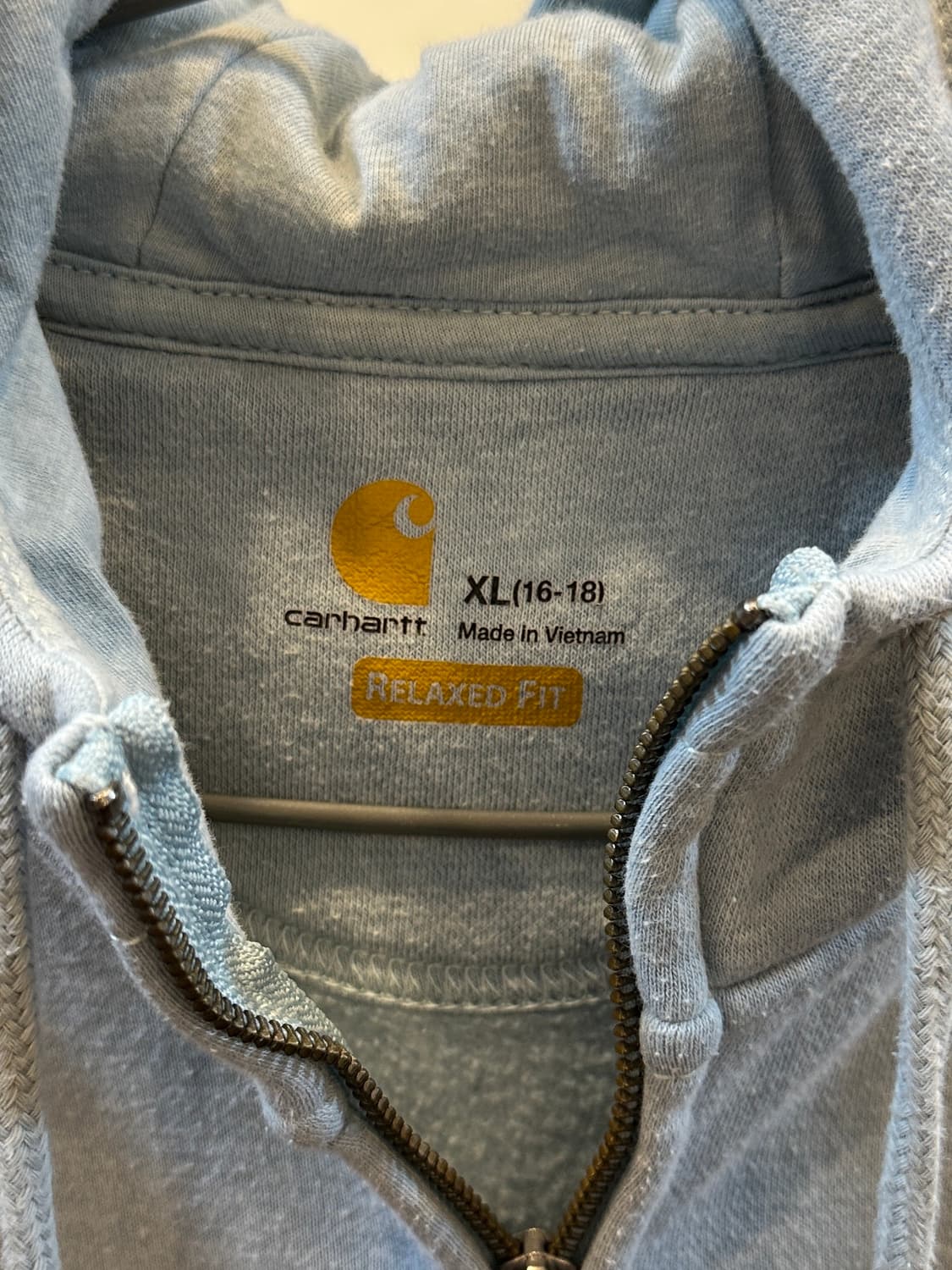 칼하트 릴렉스드핏 스카이블루 후드 집업 XL  상품이미지6