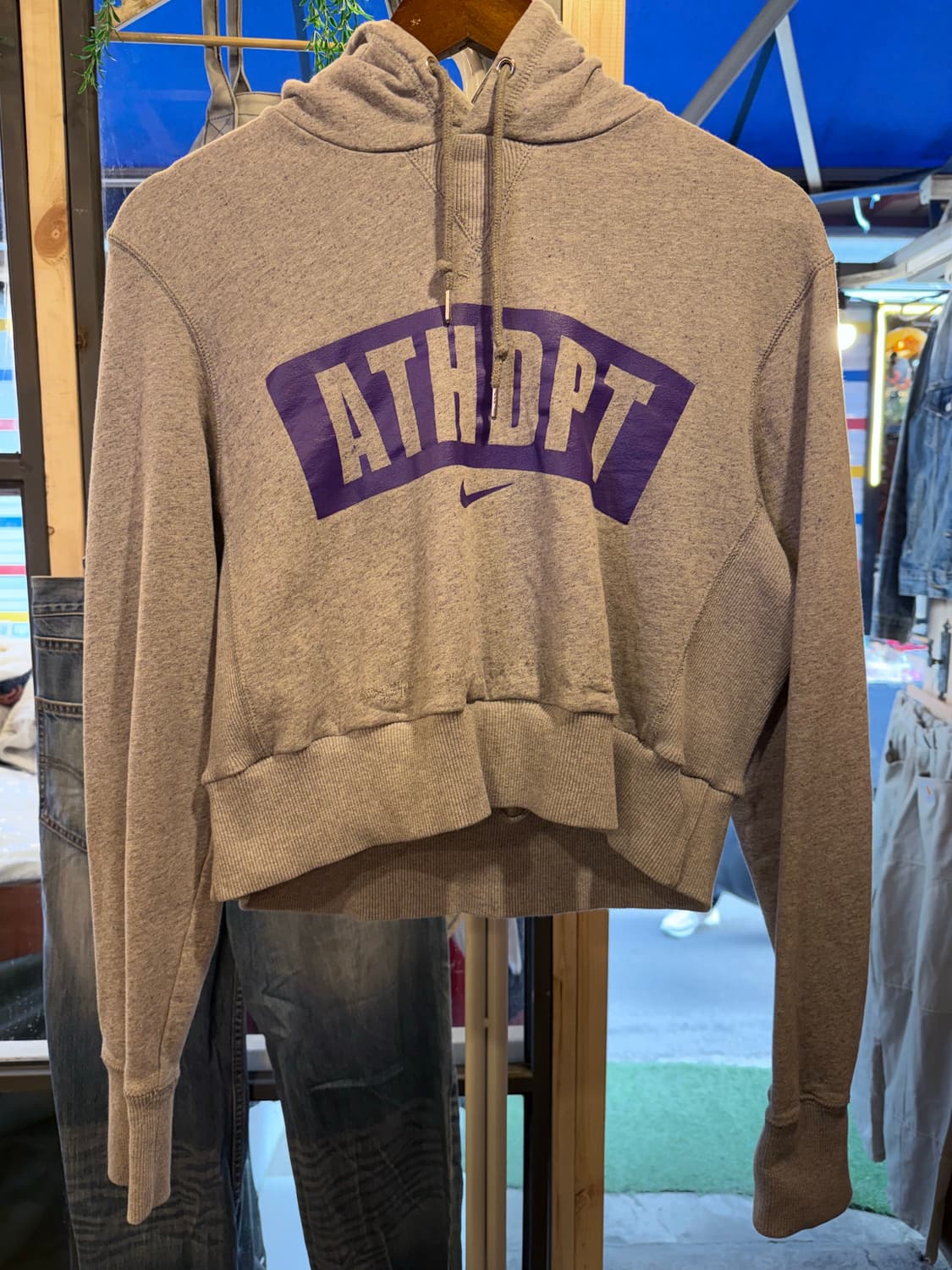 나이키 어센틱 그레이 크롭 후드티 상품이미지1