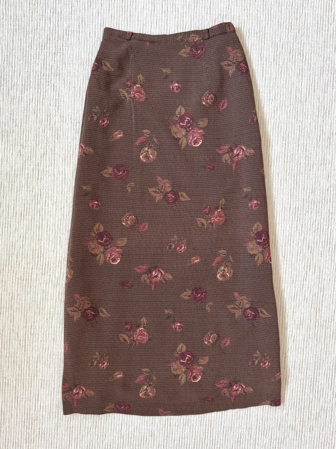 일본빈티지 플라워 브라운핑크 롱스커트 상품이미지1