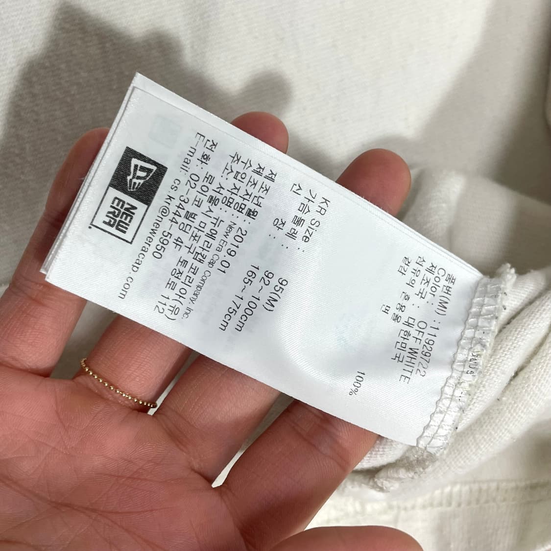 뉴에라 아이보리 화이트 뉴욕 프린팅 링거넥 긴팔 티셔츠 남성EU-M 상품이미지6