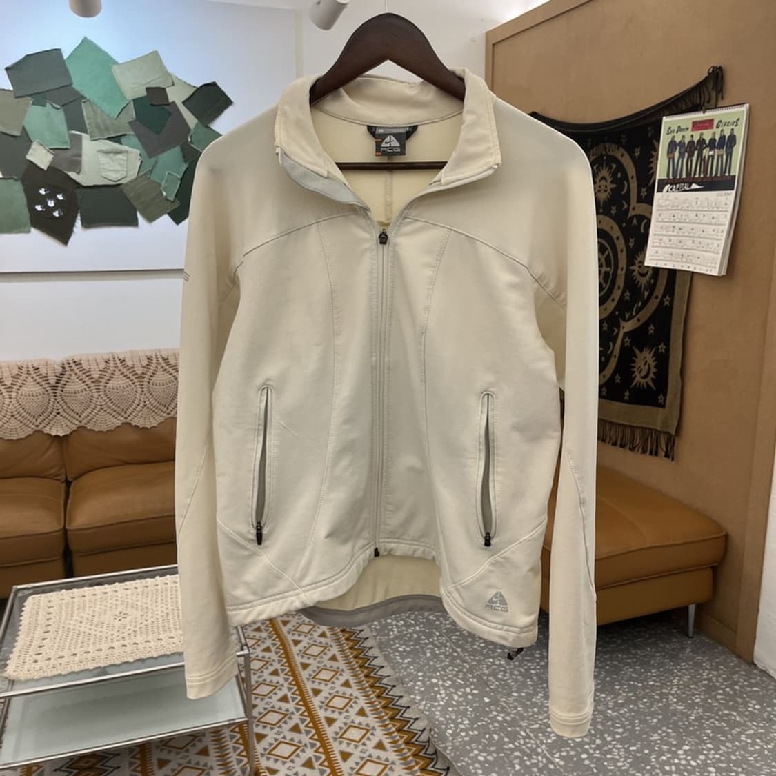 나이키 빈티지 스포티 슬림핏 화이트크림 져지 자켓 M C11111 상품이미지3