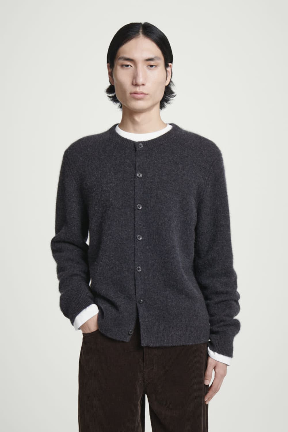 (M) 코스 보일드 캐시미어 크루넥 가디건 상품이미지2