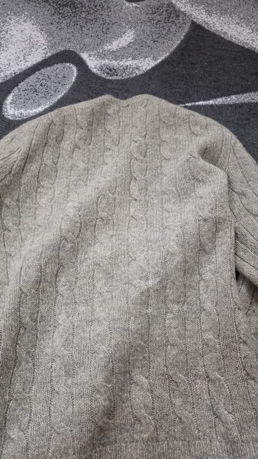 폴로 랄프로렌 여성용 울캐시미어 브이넥 케이블 니트 그레이 S 상품이미지2