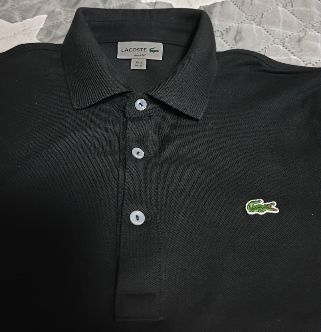 라코스테 슬림핏 긴팔 카라티 블랙 (S) 상품이미지2