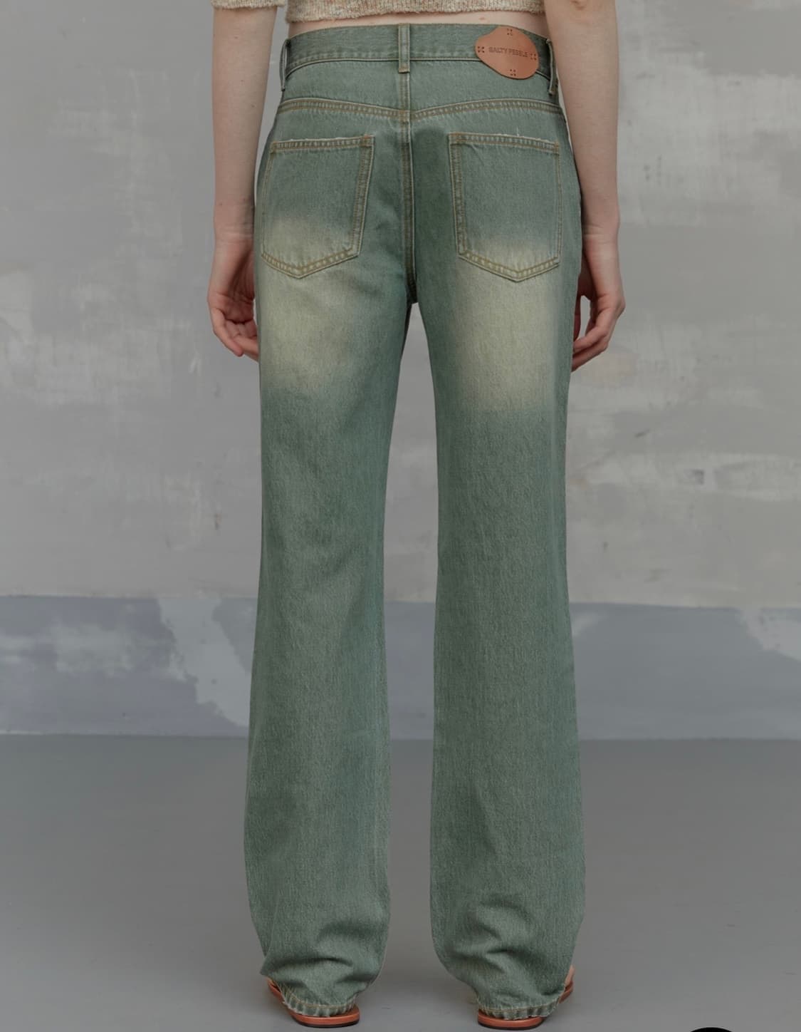 새상품 솔티페블 데미지 그린 팬츠 M 상품이미지2