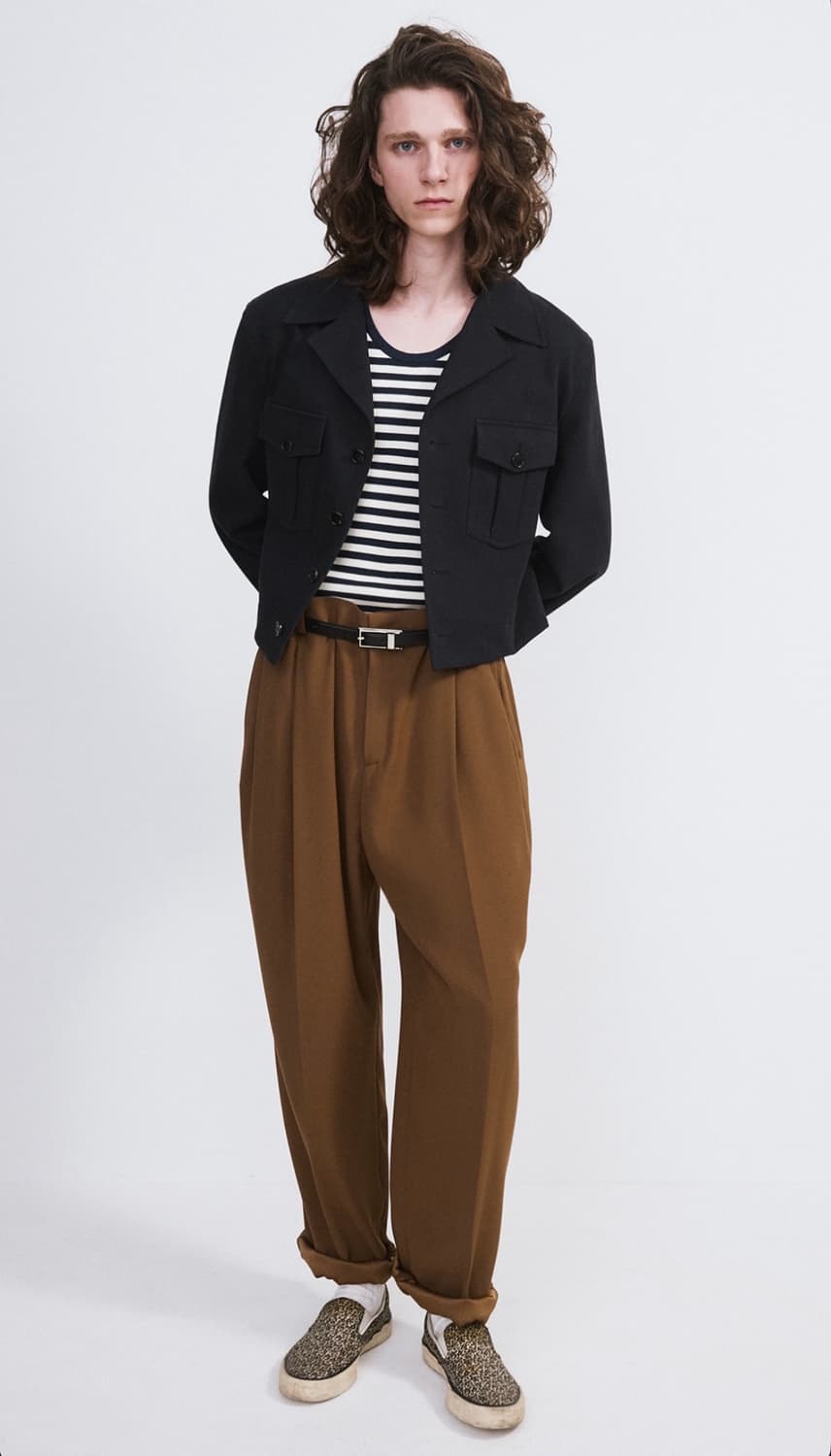 렉토 26SS 플루이드 턱 디테일 수트 팬츠 오커 상품이미지2