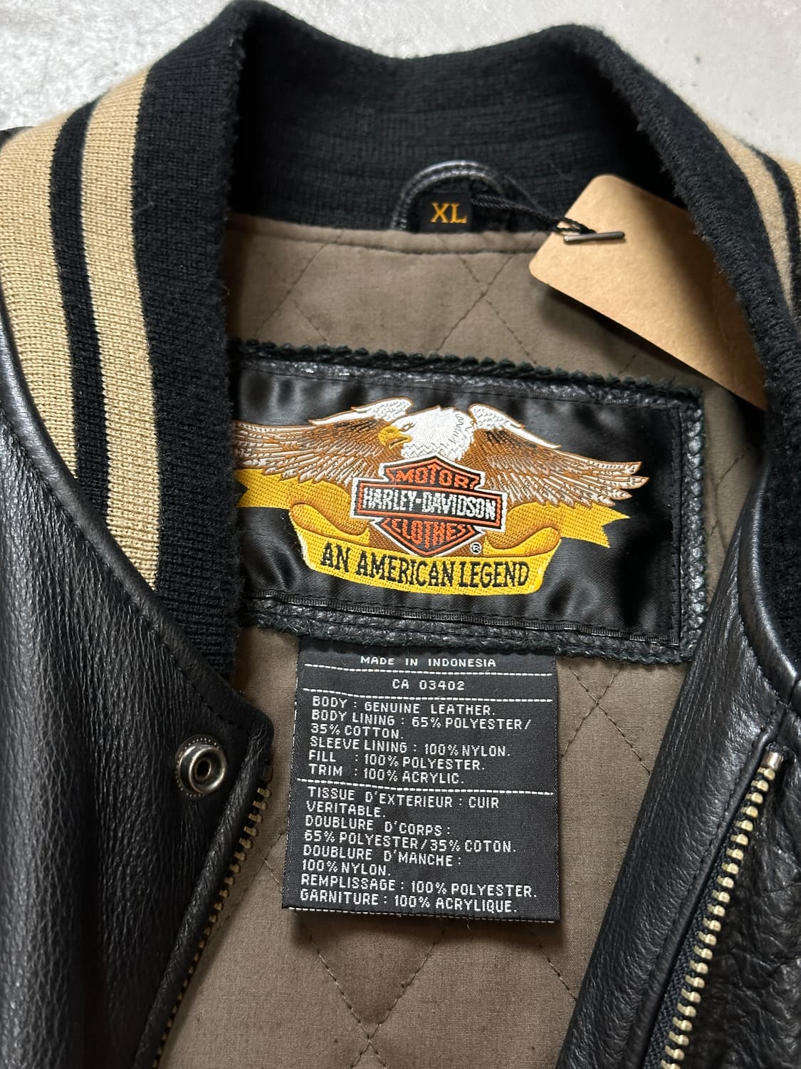 00's 할리데이비슨 레더 봄버 자켓 풀그레인 레더 자켓 상품이미지9