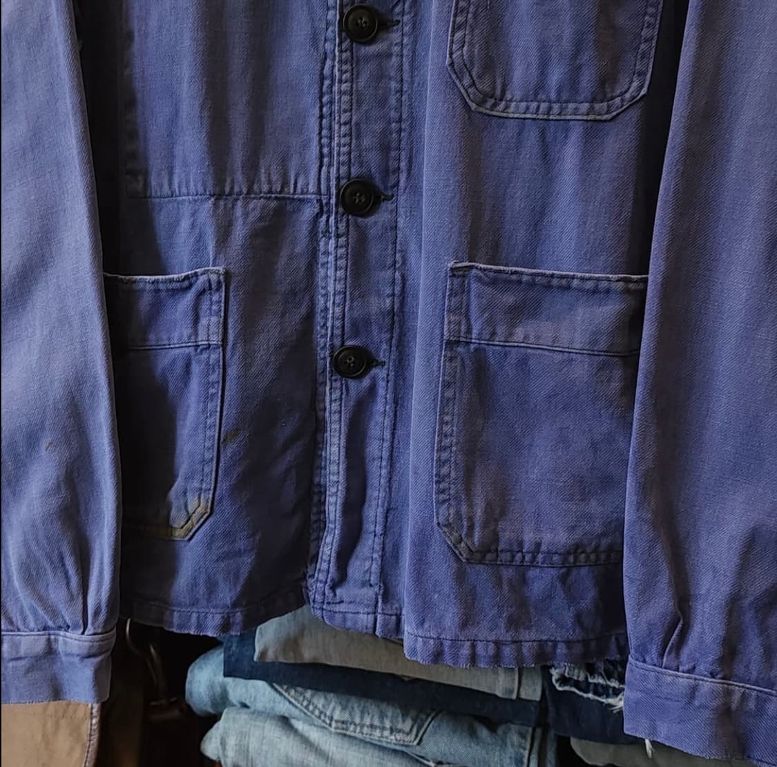 60s 빈티지 프렌치 워크자켓 52 페이딩 퍼플 블루 L 상품이미지6