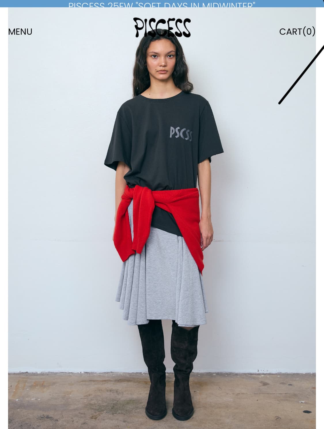 PISCESS 플레어 미디 스커트 멜란지 그레이 상품이미지2