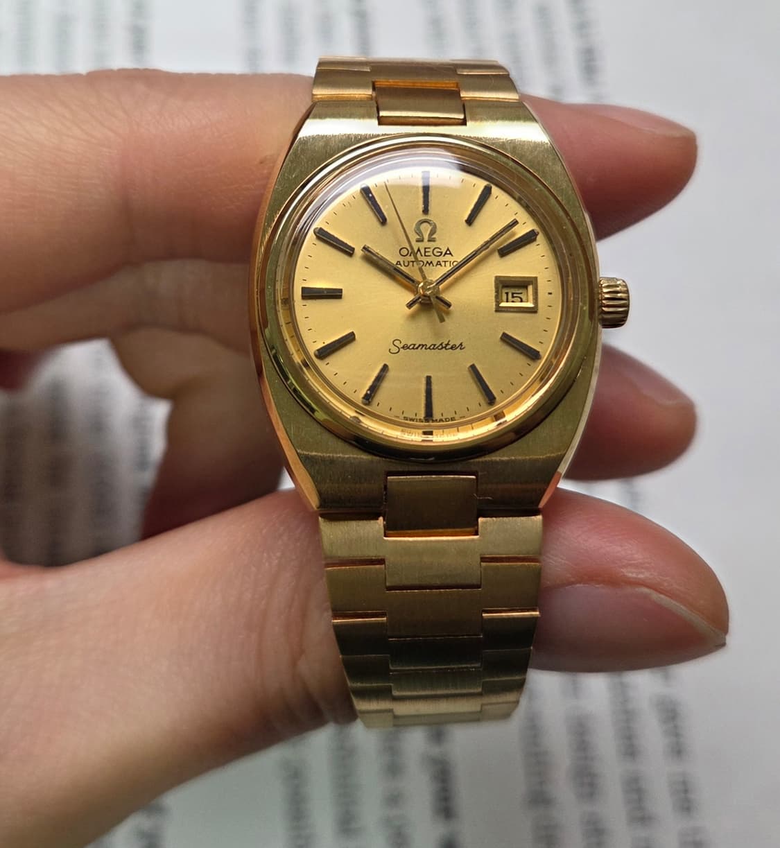 레어] 빈티지 오메가 씨마스터 고구마 올금장 샴골판 여성용 뻐뻐시 브슬  상품이미지3