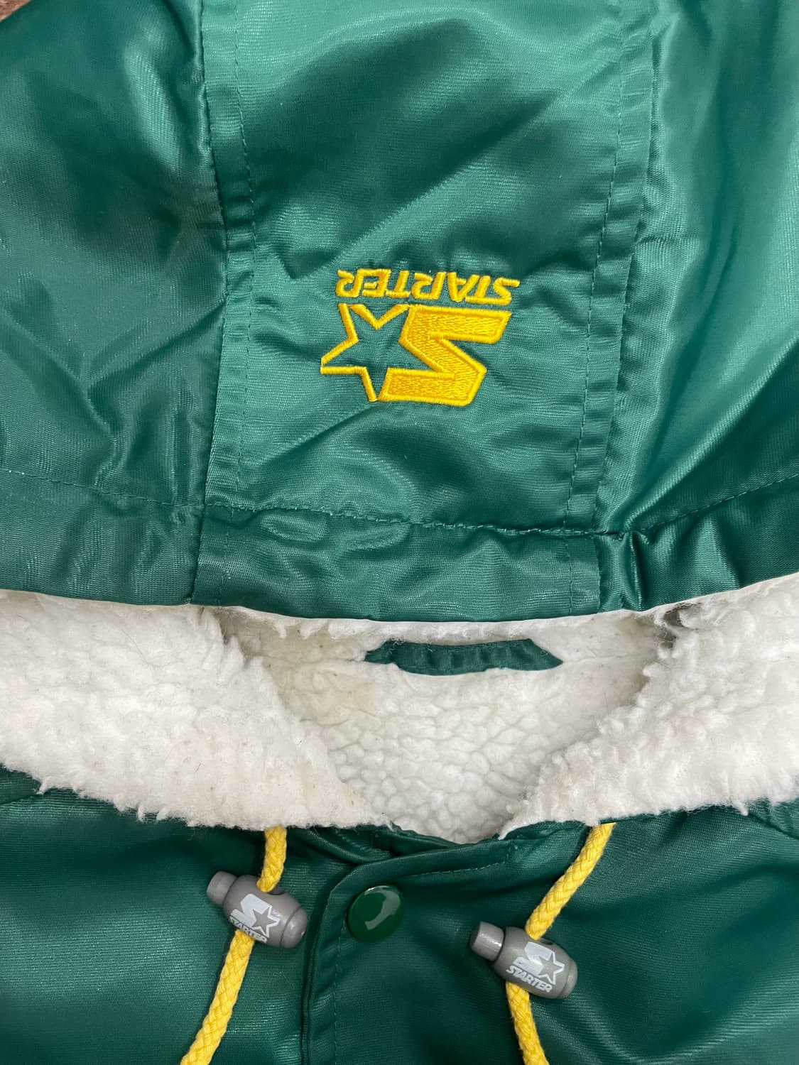 90s 스타터 MLB 오클랜드 애슬레틱스 사틴 코트 자켓 그린 상품이미지9