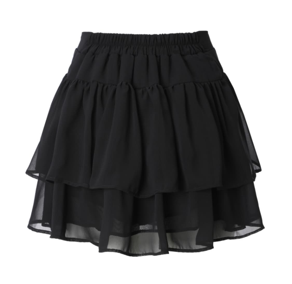 쓰리타임즈 스완 쉬폰 스커트 블랙 s 상품이미지1