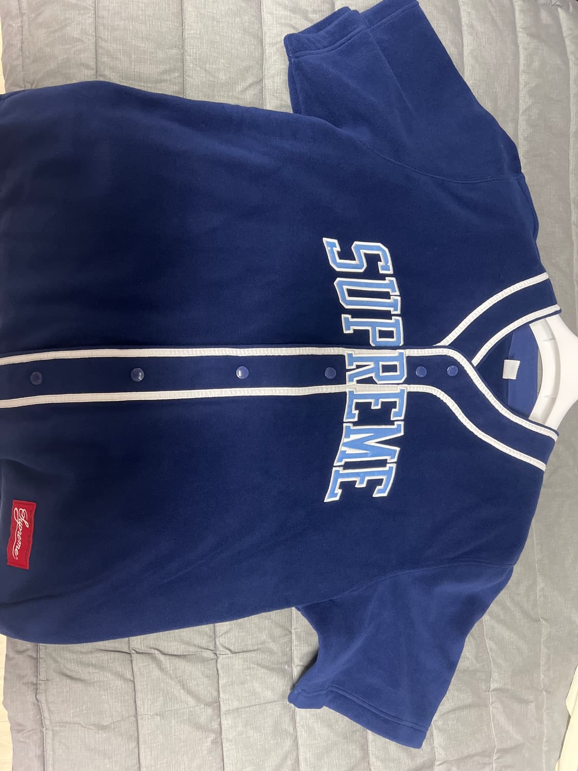 Supreme Polartec Baseball Jersey Navy 상품이미지1