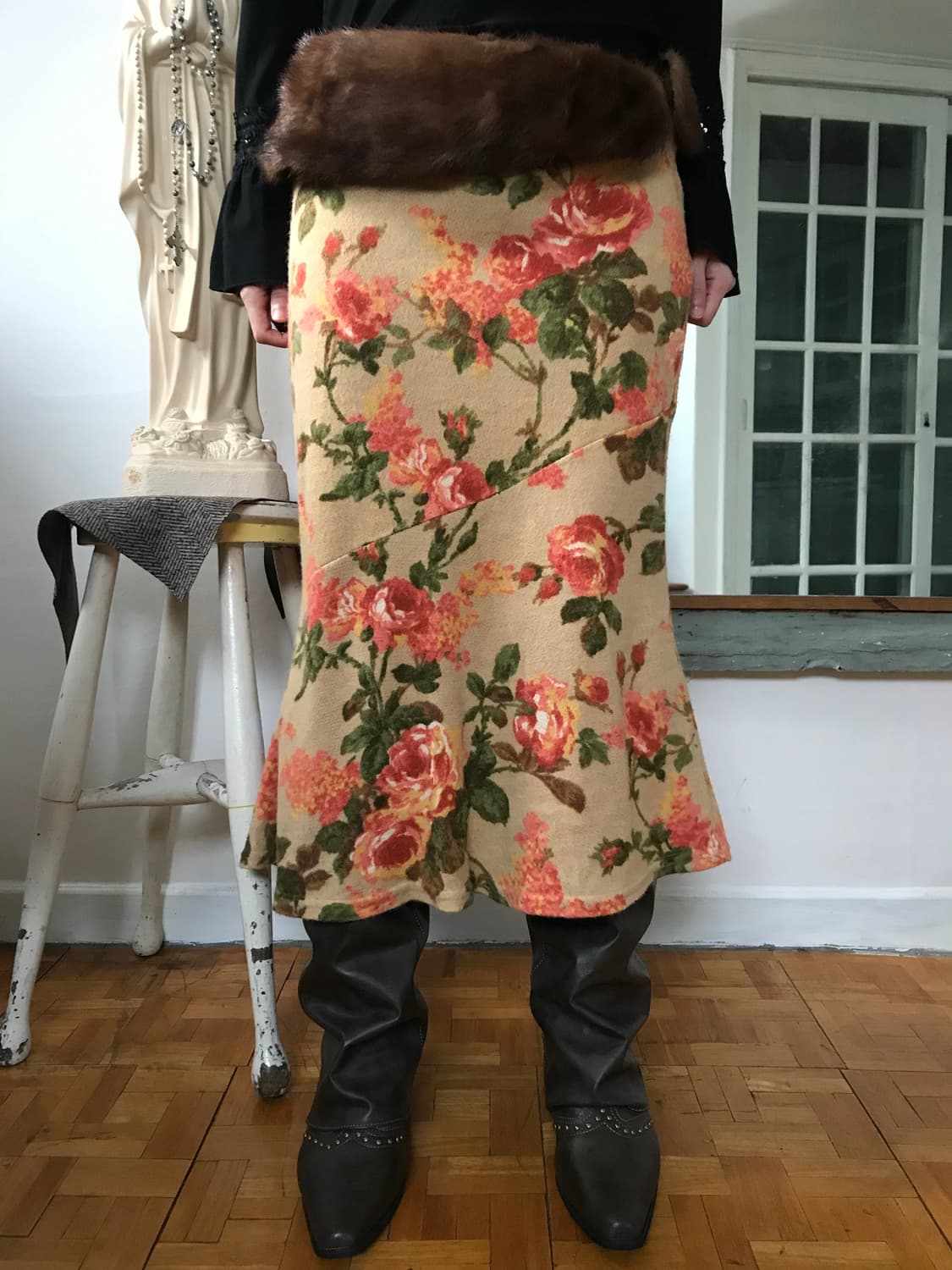 vintage flower pattern knit skirt 상품이미지2