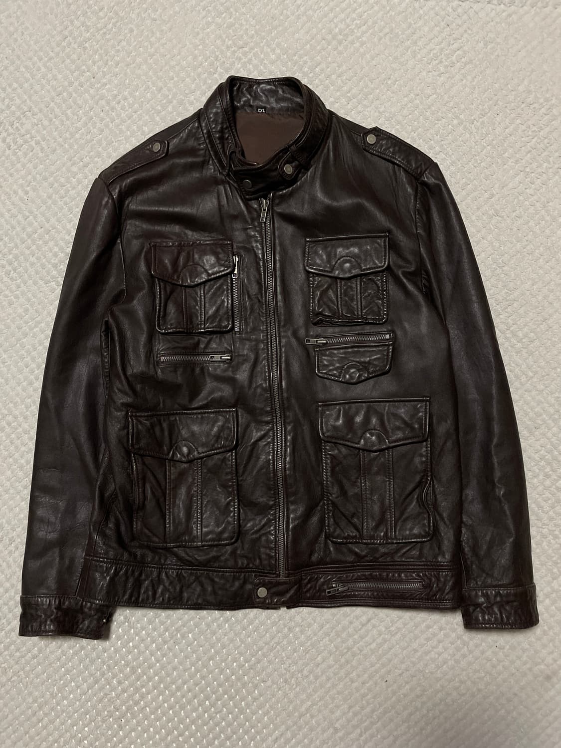 웨스턴 무드 이태리 램스킨 양가죽 포켓 레더 자켓 상품이미지1