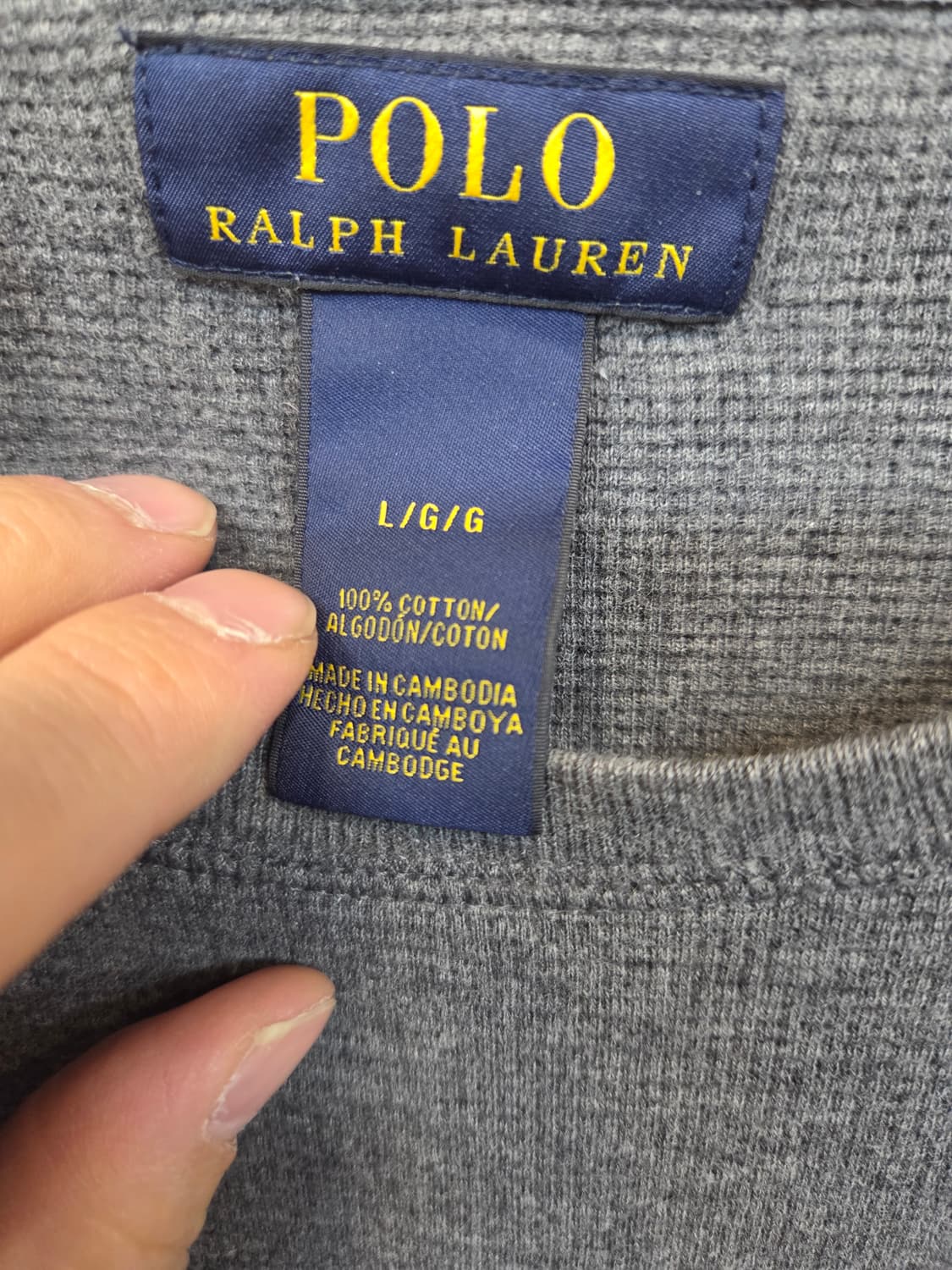 폴로랄프로렌 화이트포니 와플 긴팔 그레이 Lg 상품이미지3