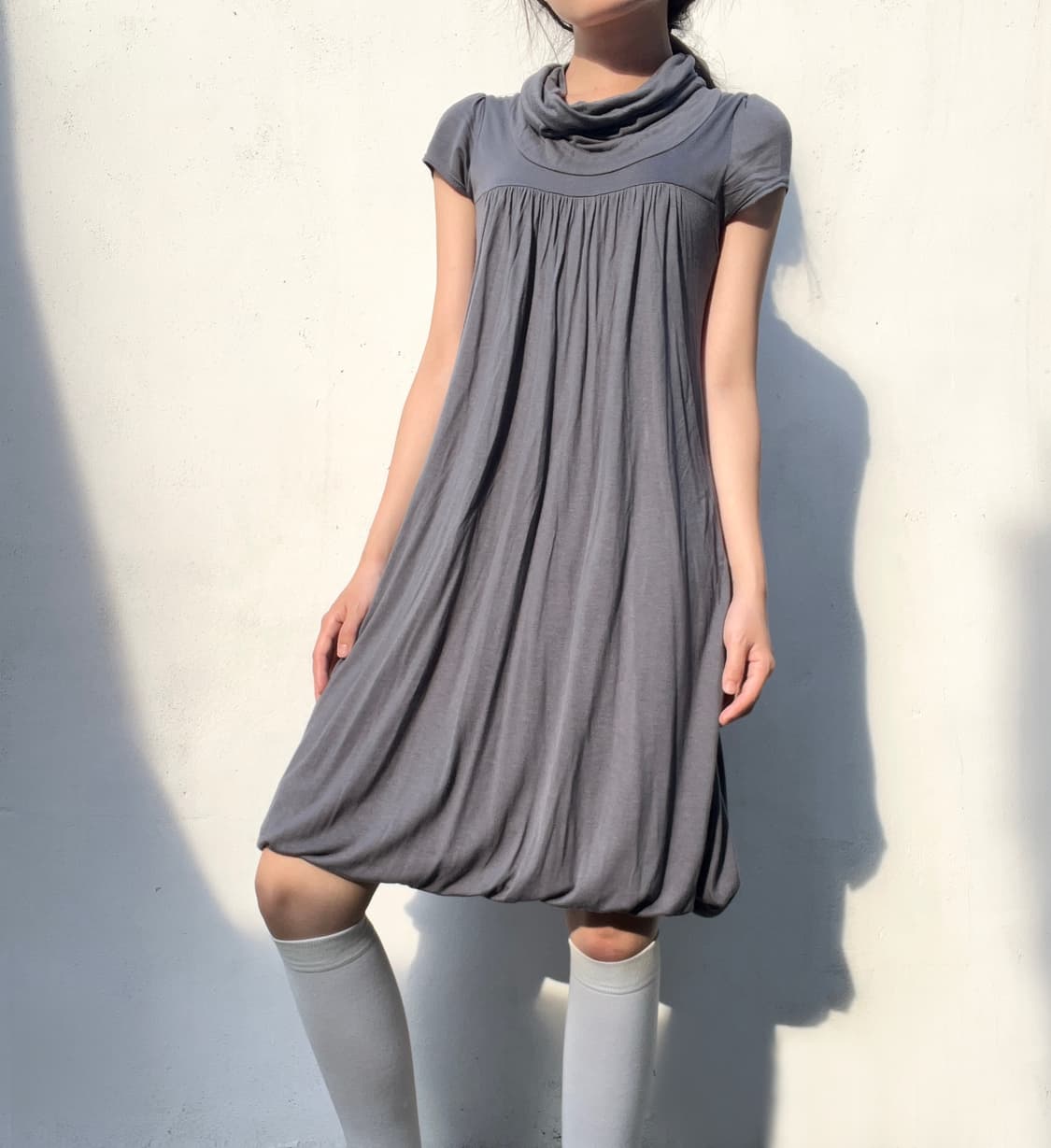 Draped neck grayish dress 상품이미지5