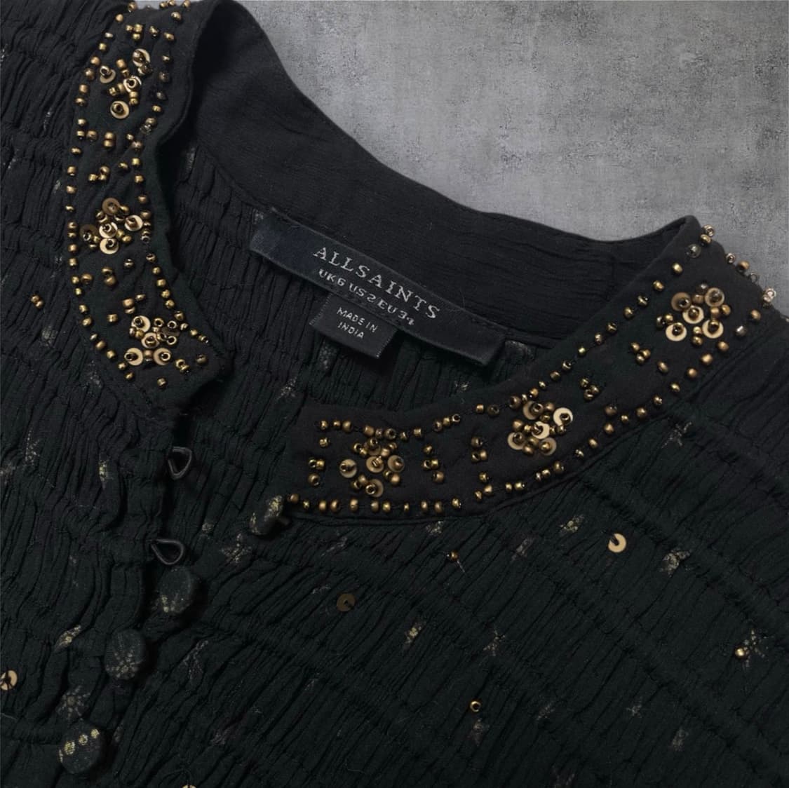 올세인츠 Allsaints 블랙 이소벨라 셀렌 비즈 원피스 EU34 상품이미지3