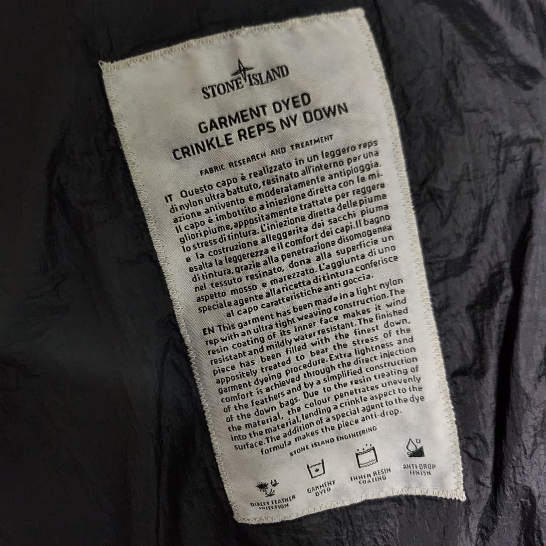 20FW 스톤아일랜드 크링클랩스 후드 롱 다운 패딩 M 블랙 상품이미지5