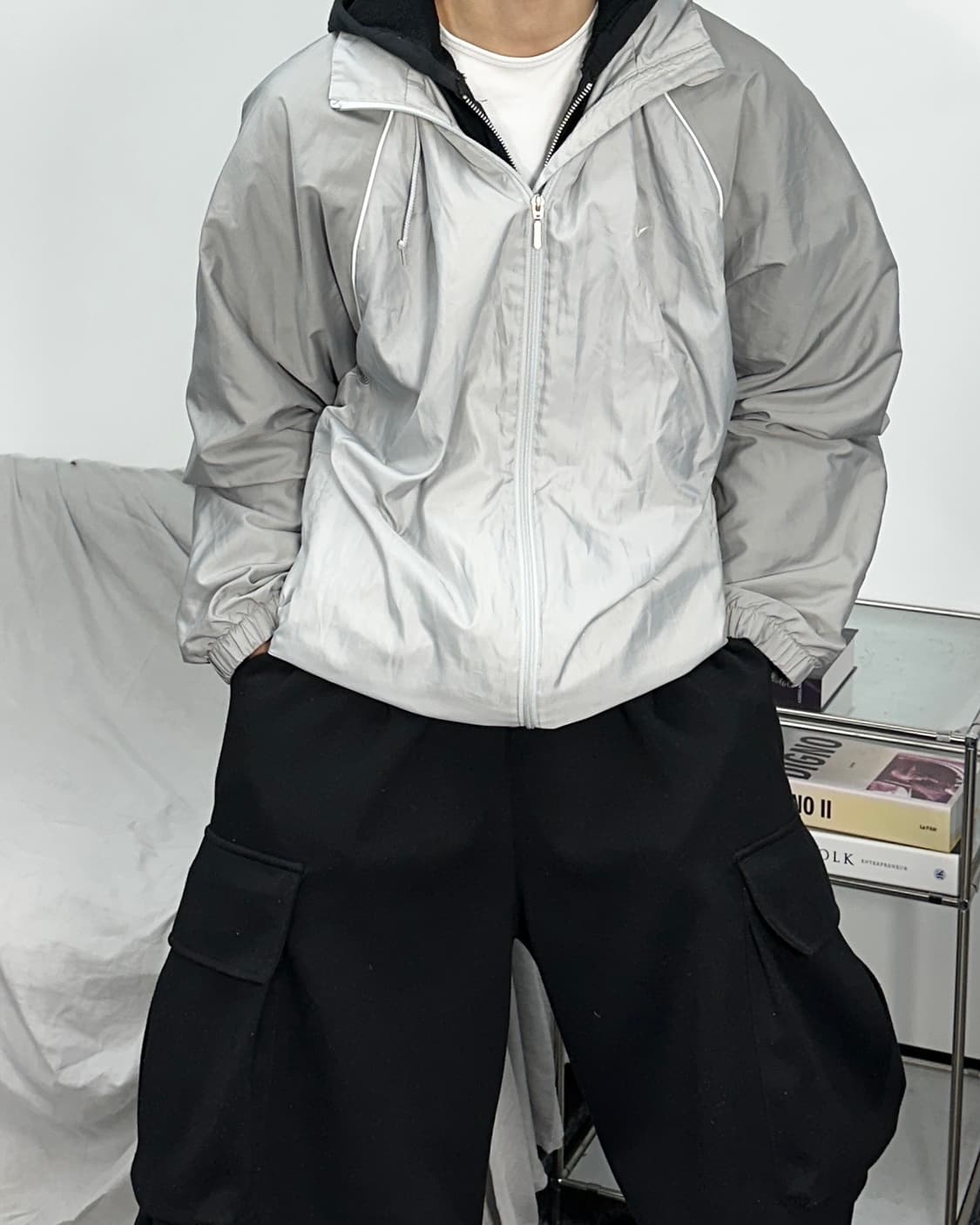 나이키 00s 그레이 배색 바람막이 XL 상품이미지1