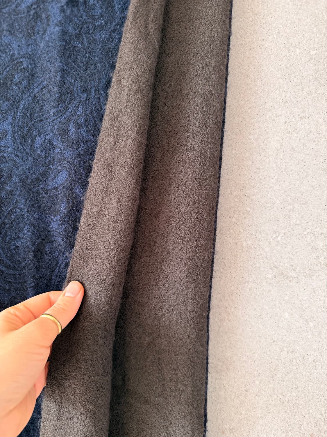 남성 정장 목도리 양면 페이즐리 네이비 브라운 상품이미지2