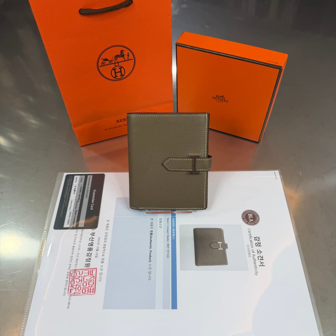 [리오브] 에르메스 베안 앱송 실버 에토프 컴팩트 반지갑 상품이미지1