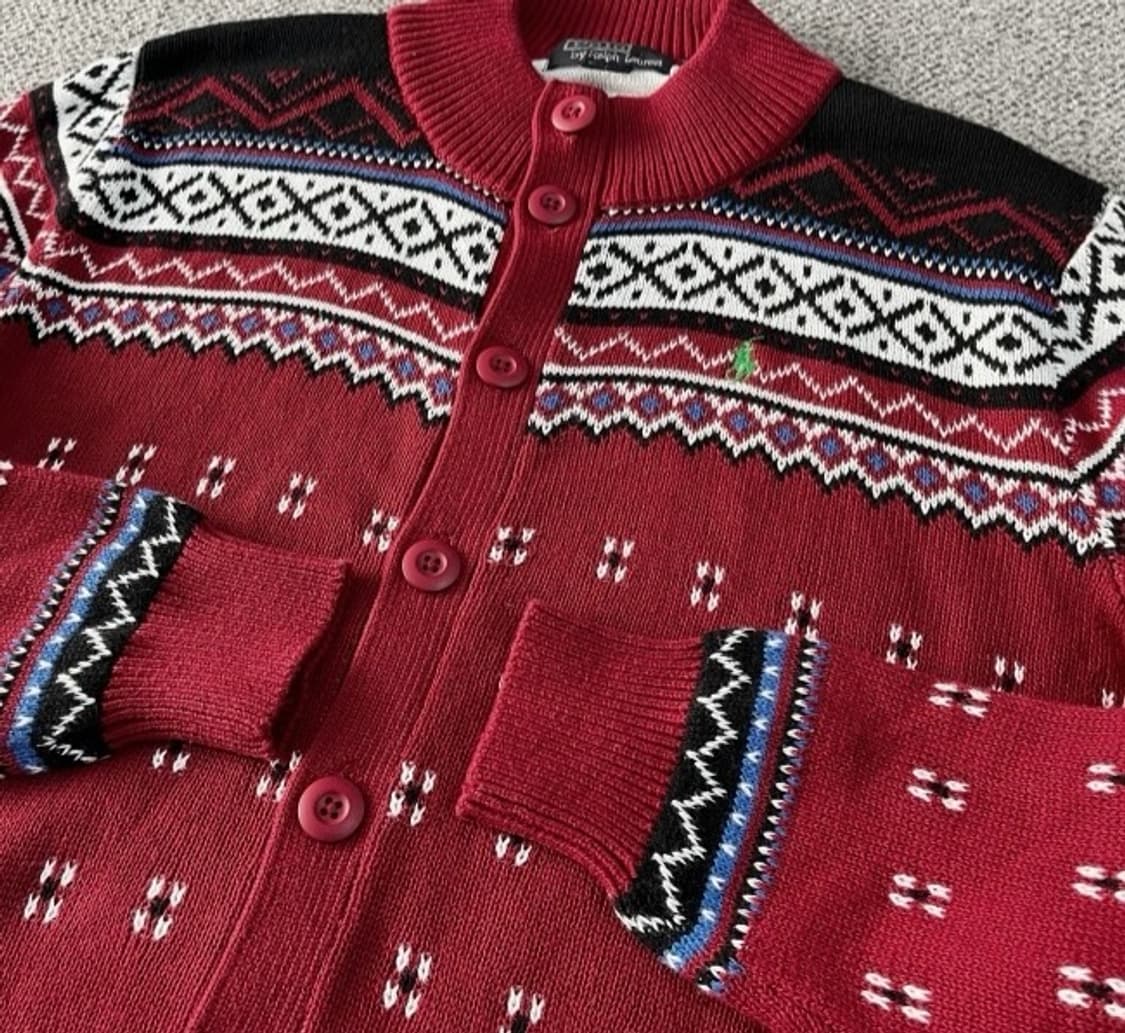 폴로 POLO 레드 패턴 가디건 95/M 상품이미지3