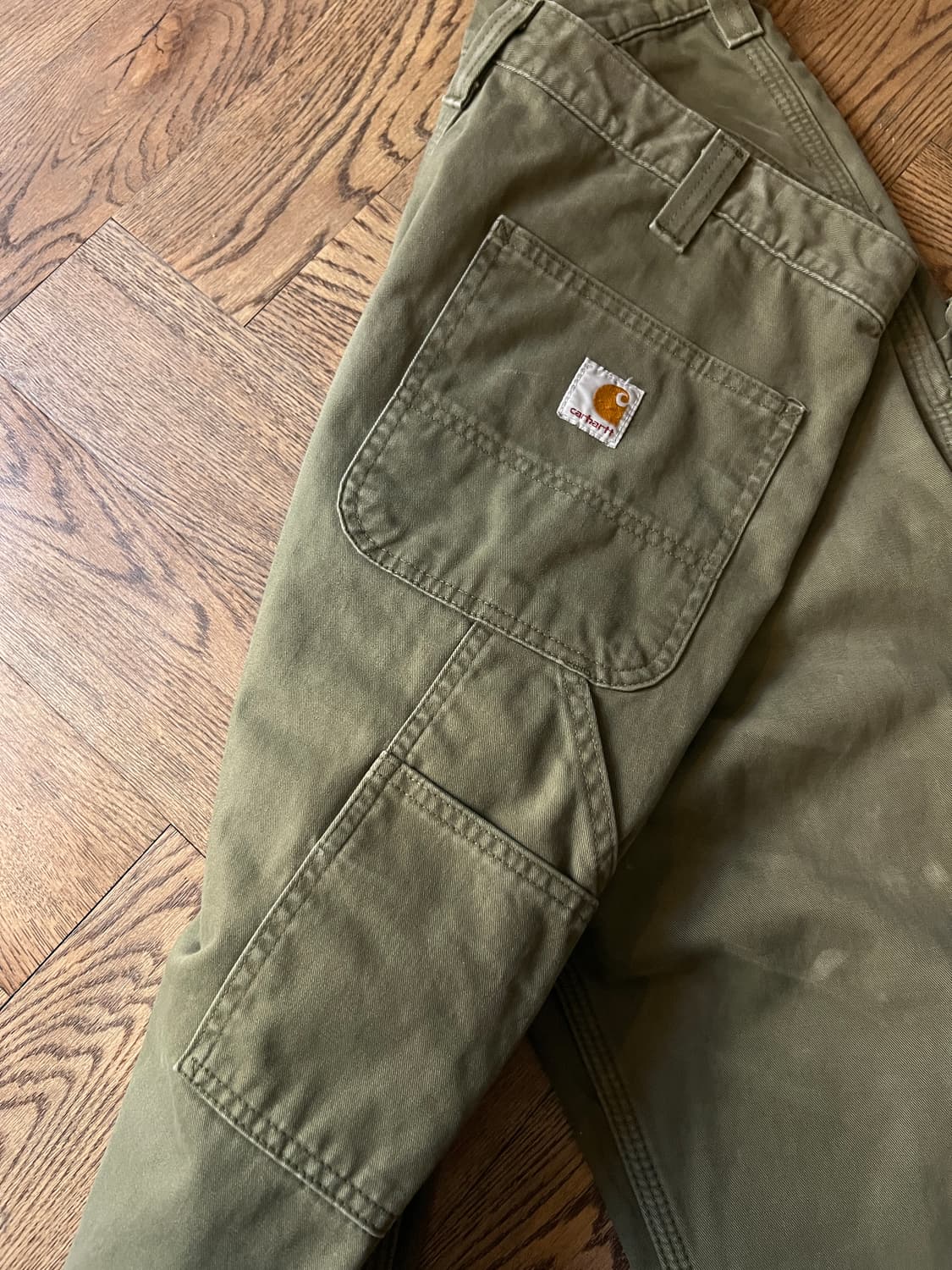 [34]칼하트 USA 체크라이닝 빈티지 페인팅 모스그린 싱글니 워크 팬츠 상품이미지7