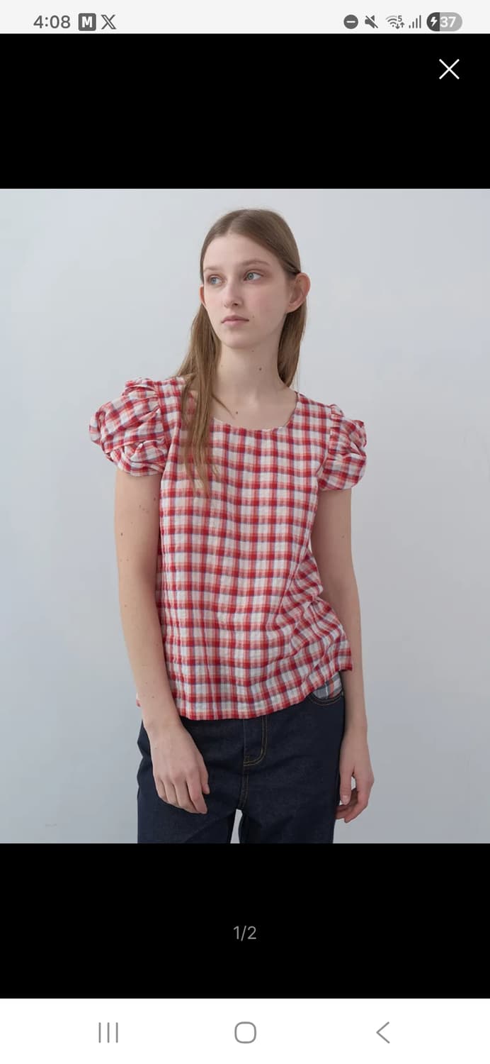 (새상품) 엔조블루스 트위스트 슬리브리스 탑  상품이미지1