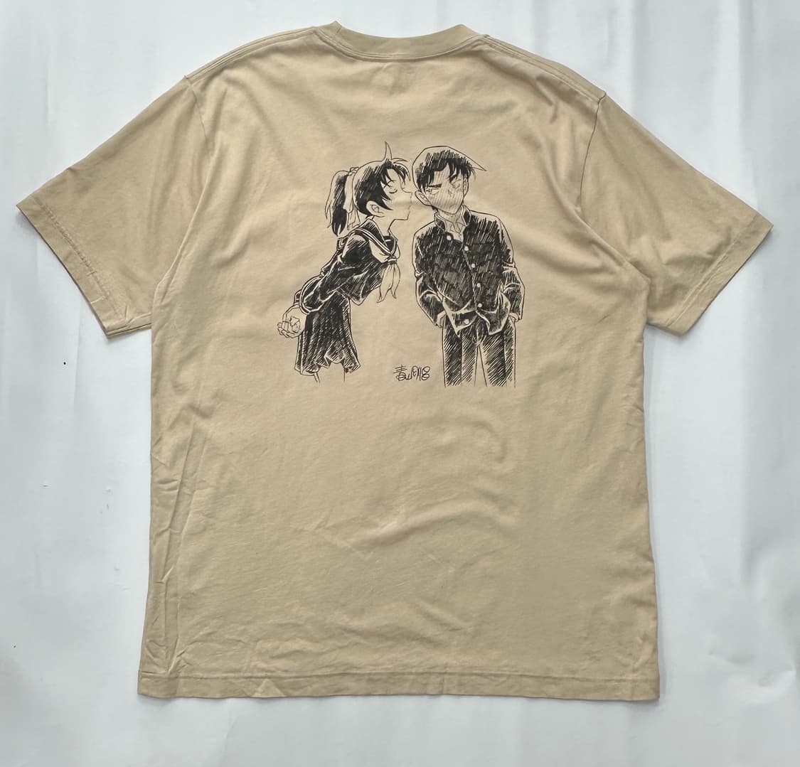 재팬 유니클로 UT 빈티지 명탐정 코난 베이지 라운드 반팔 티셔츠 상품이미지3