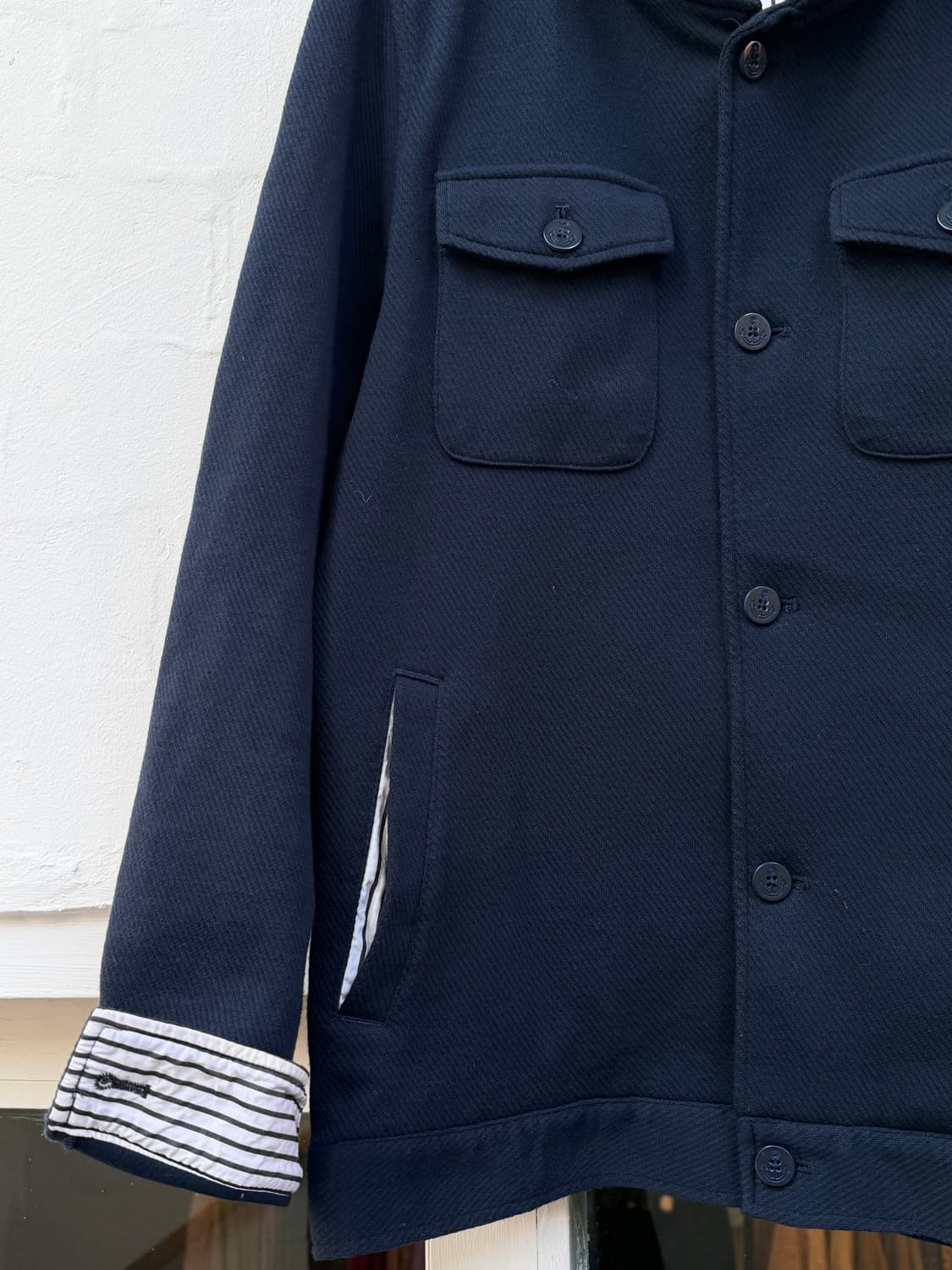 The Shop TK 네이비 스트라이프 후드 슬림 자켓 L 상품이미지3
