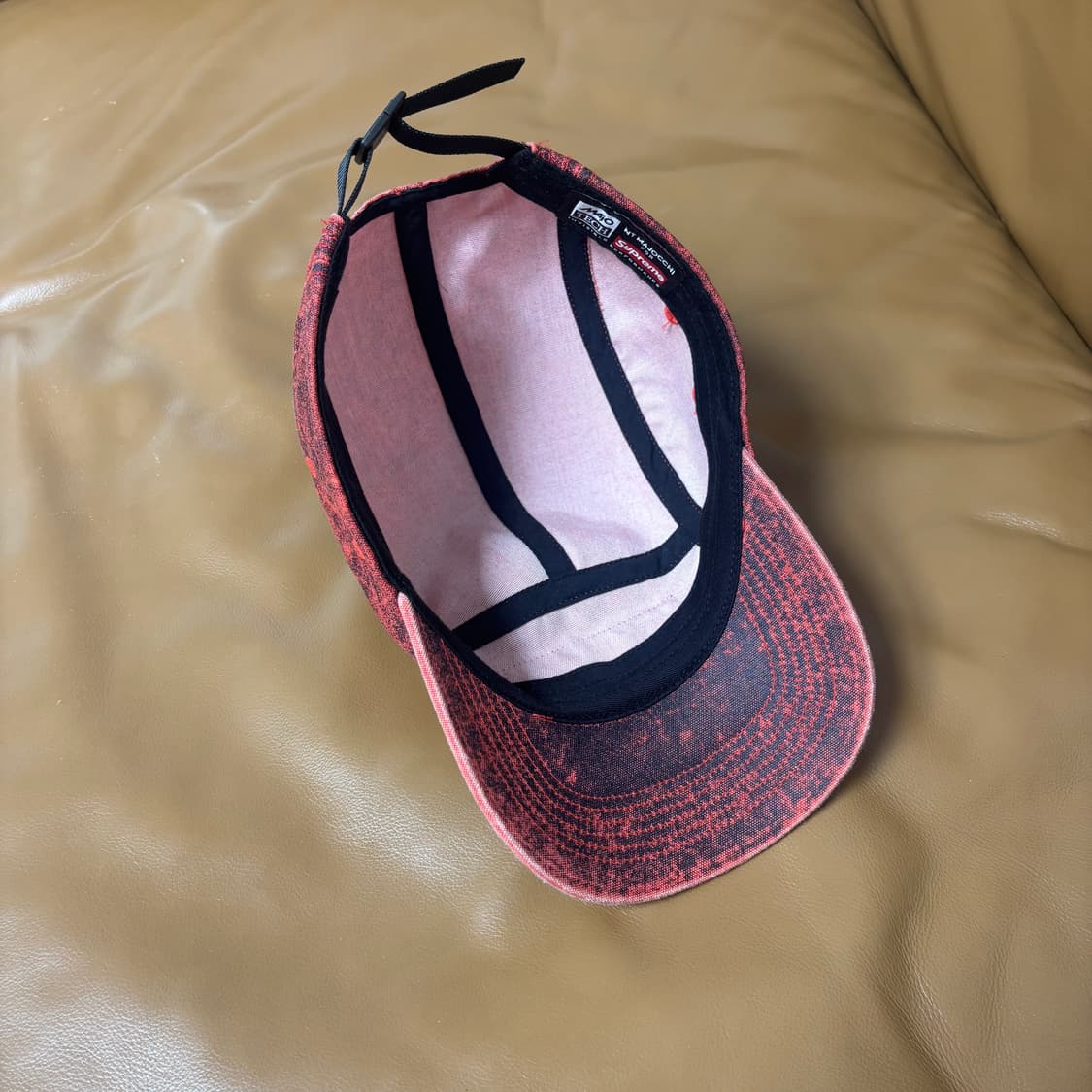 슈프림 캠프캡 모자 박스로고 코듀라 워시드 코랄 레드 상품이미지6