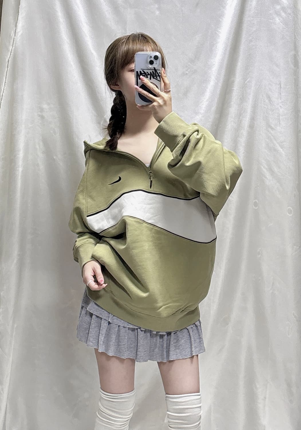 나이키 카키 빅스우시 후드 반집업  상품이미지2
